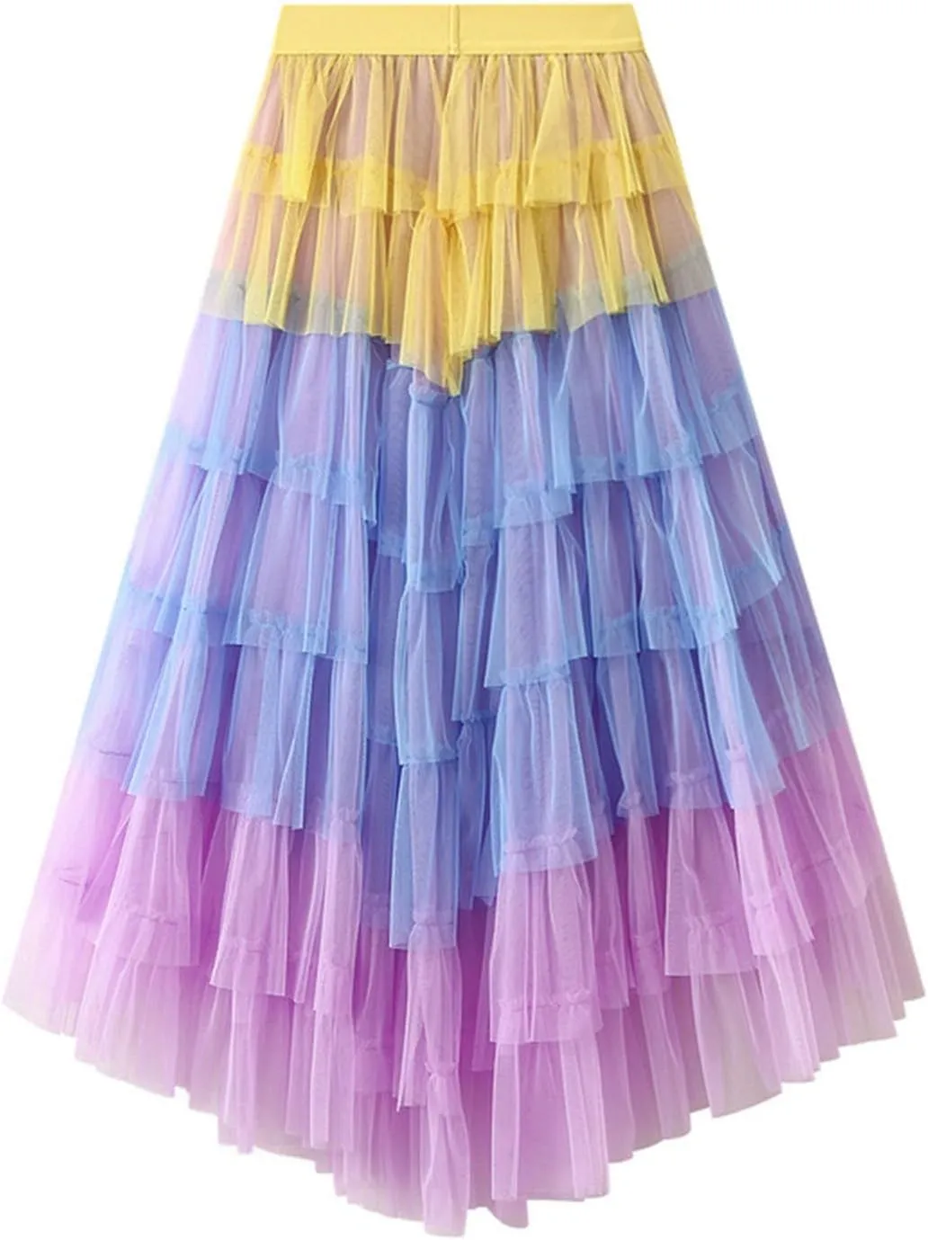 Spring Skirts for Women 2025 Trendy Gradient High Elastic Waist A-Line Casual Pleated Skirts Ladies Ruffles Maxi Dress