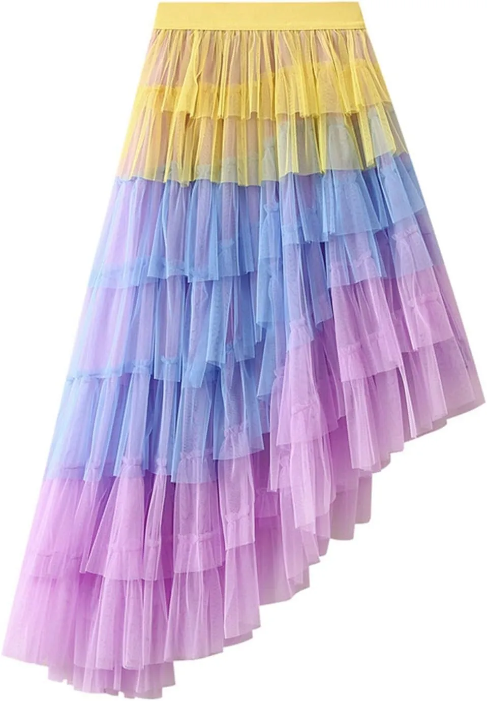 Spring Skirts for Women 2025 Trendy Gradient High Elastic Waist A-Line Casual Pleated Skirts Ladies Ruffles Maxi Dress