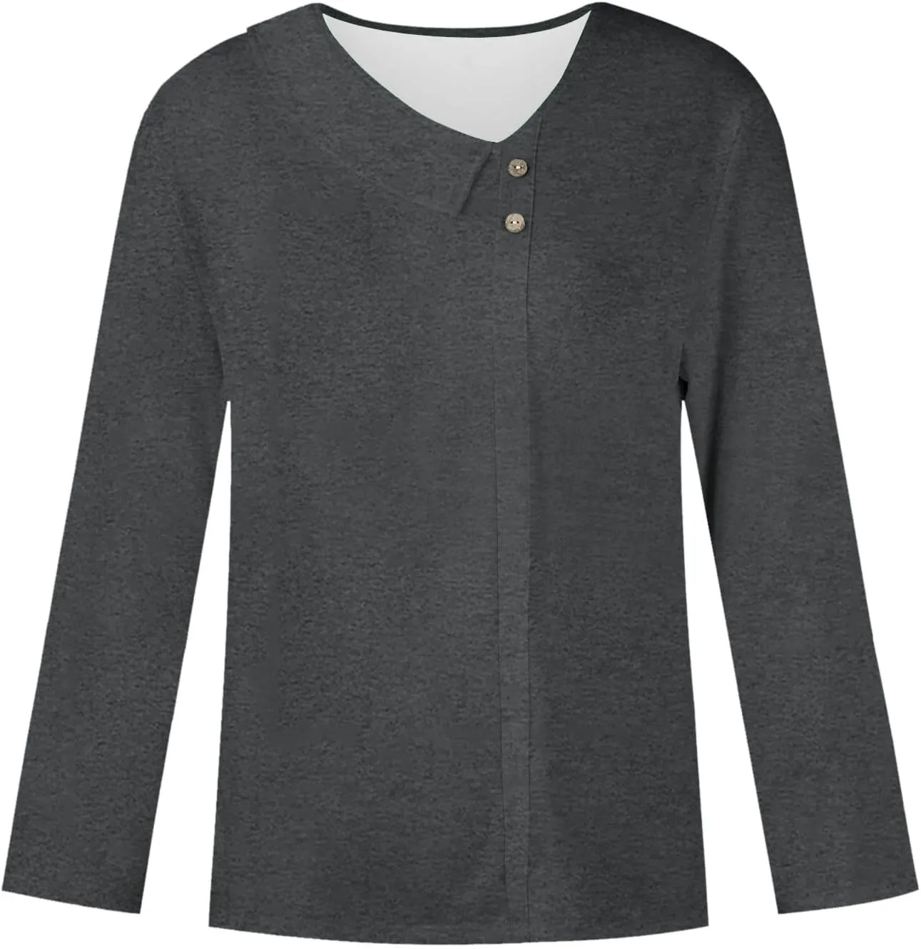 Spring Tops for Women Elegant Cozy Asymmetric Collared V Neck Blouses Dressy Work Casual Solid Color 3/4 Sleeve Shirt