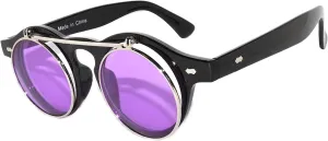 Steampunk Retro Gothic Vintage Hippie Colored Metal Round Circle Frame Sunglasses Colored Lens