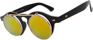 Steampunk Retro Gothic Vintage Hippie Colored Metal Round Circle Frame Sunglasses Colored Lens
