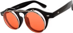 Steampunk Retro Gothic Vintage Hippie Colored Metal Round Circle Frame Sunglasses Colored Lens