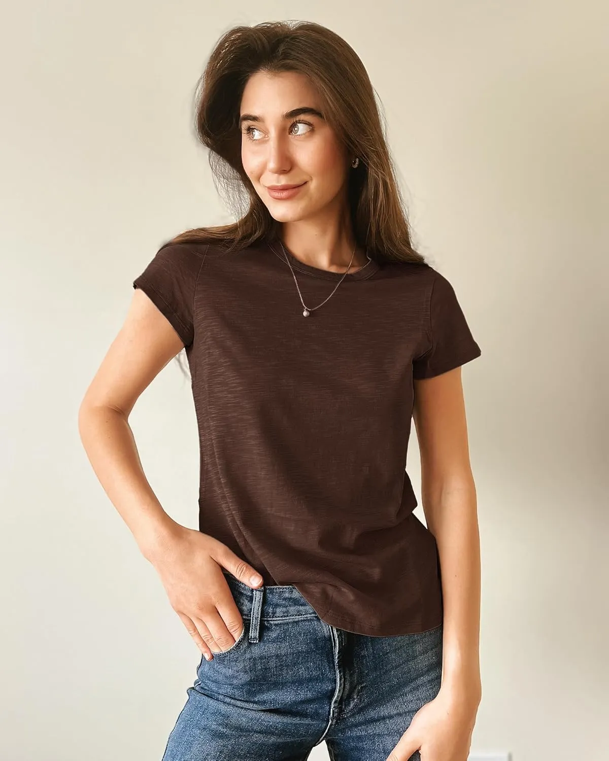 Stelle Womens Modal Soft Crewneck Short Sleeve T Shirts Summer Casual Basic Tops Tees