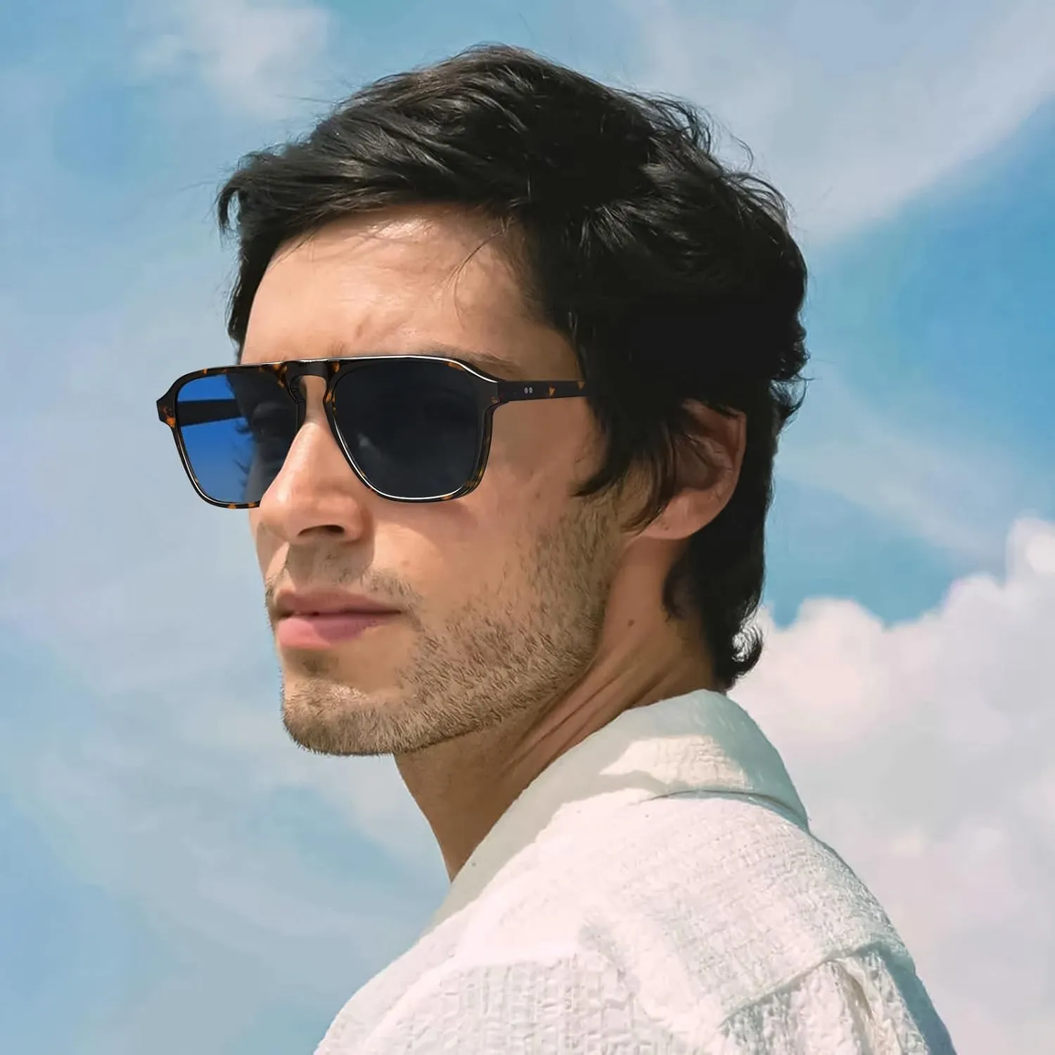 STGATN Polarized Square Aviator Sunglasses for Men Women UV Protection Shades Classic Driving Glasses ST3475