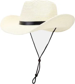 Straw Cowboy Hats for Women Men Western Foldable Sun Cowgirl Cap Hat Fedora Panama Hat Roll up Wide Brim Beach Hats