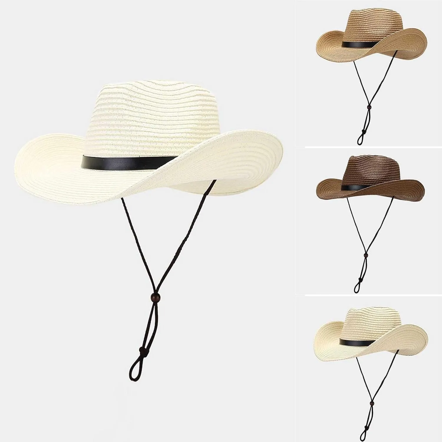 Straw Cowboy Hats for Women Men Western Foldable Sun Cowgirl Cap Hat Fedora Panama Hat Roll up Wide Brim Beach Hats
