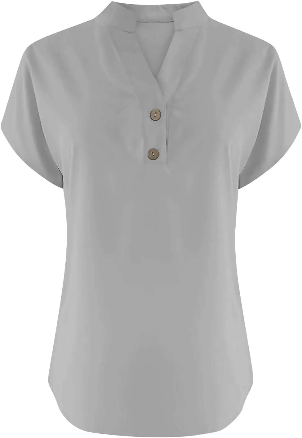 Summer Cotton Linen Tshirt for Women Casual V Neck Button Short Sleeve Tees 2025 Trendy Vacation Loose Fit Tunic Tops