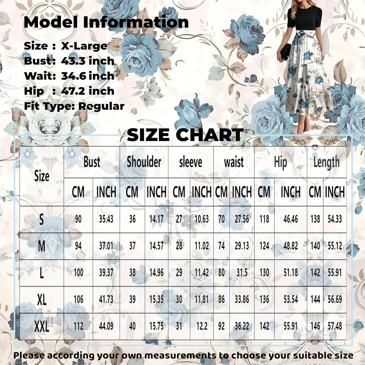 Summer Dresses for Women- 2025 Floral Print Wrap Short Sleeve Maxi Dress Patchwork Ruffle Hem A Line Dress