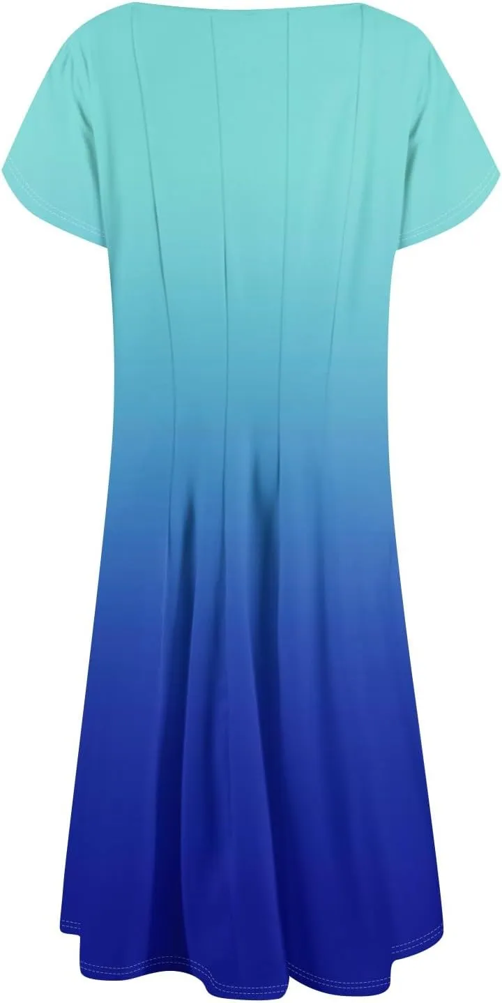 Summer Dresses for Women 2025 Tie Dye Print Floral Dress Sundresses Boho Floral Beach Casual Pleated Swing Dresses