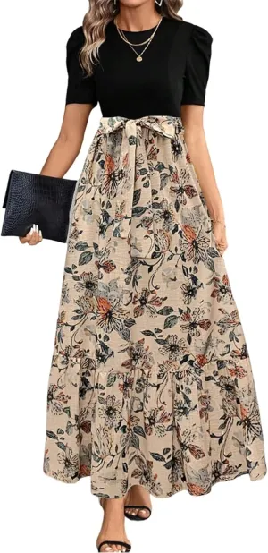 Summer Dresses for Women 2025,Plus Size Formal Womens Easter Dresses Wedding Guest Patchwork Spring Dress for Women