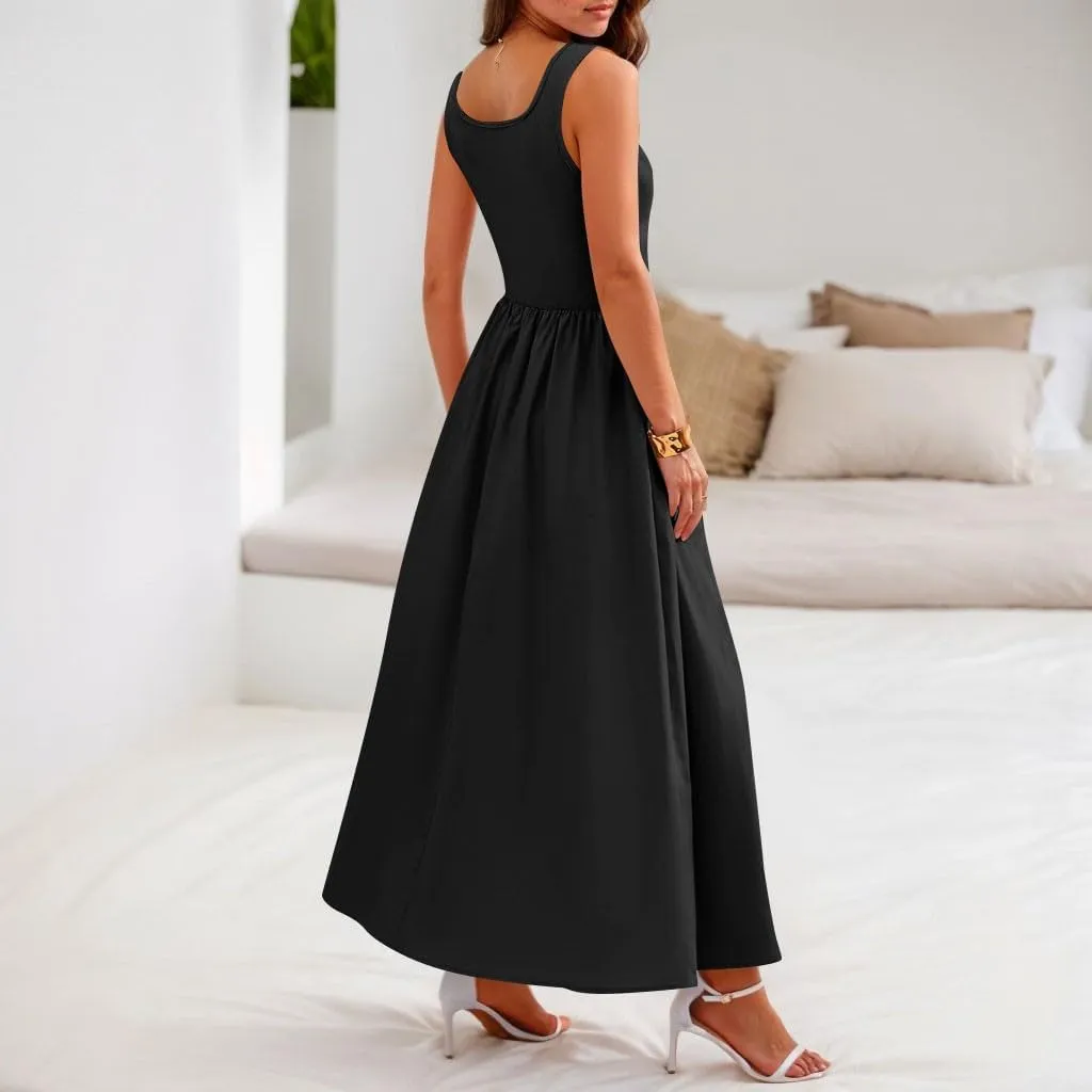 Summer Dresses for Women Sundresses Empire Waist Dresses Tank Dress Work Wrap Dress Ruffle with Pockets