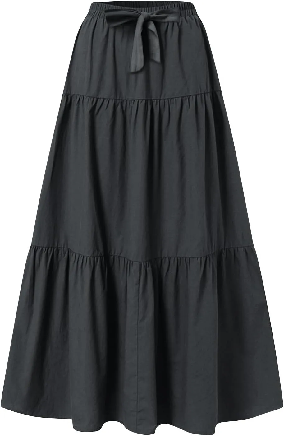 Summer Skirt for Women 2025 Maxi Skirt Drawstring Elastic High Waisted Smocked Tiered Aline Skirts Flowy Long Skirts
