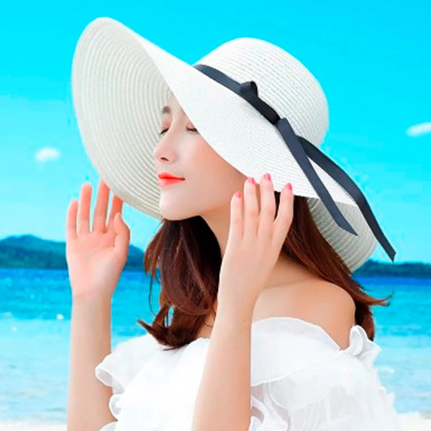 Summer Sun Hats for Women Wide Brim Panama Fedora Beach Hat UPF 50  Visor Baseball Cap s Birthday Easter