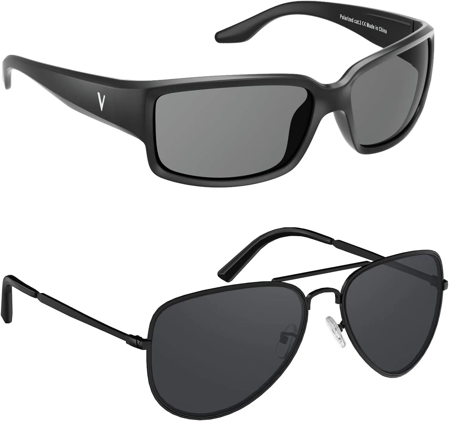 Summerlin Polarized Sports Sunglasses, Black, Malibu Aviator Polarized Sunglasses, Black