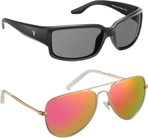 Summerlin Polarized Sports Sunglasses, Black, Malibu Aviator Polarized Sunglasses, Pink