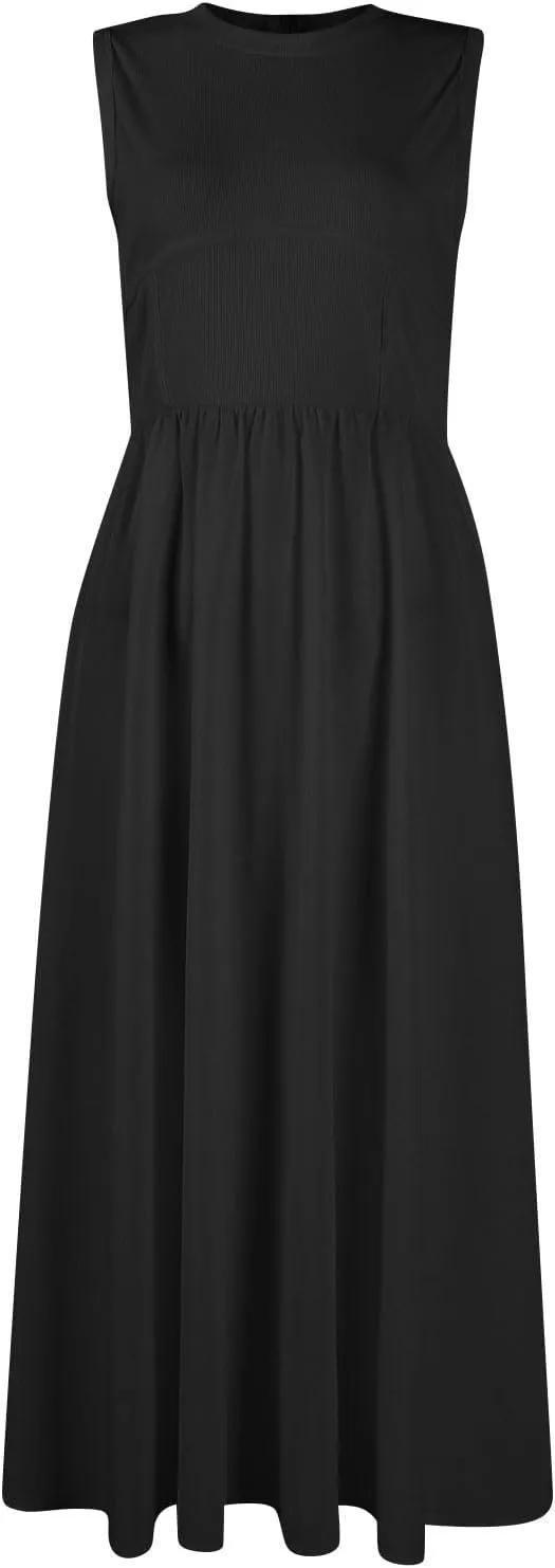 Sun Dresses Women Tank Dress Summer Midi Dress High Waist Wrap Dresses Sleeveless Boho A Line 2025 with Pockets