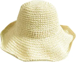 Sun Hats for Women Wide Brim Hat Beach Hat Foldable Packable Cap for Travel for Summer Bag for Women Beach (Beige, M)