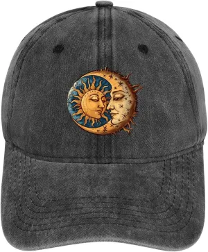 Sun Moon Baseball Cap Adjustable Size Dad Hats Golf Caps Trucker Hat for Workouts And Outdoor Activities All Seasons