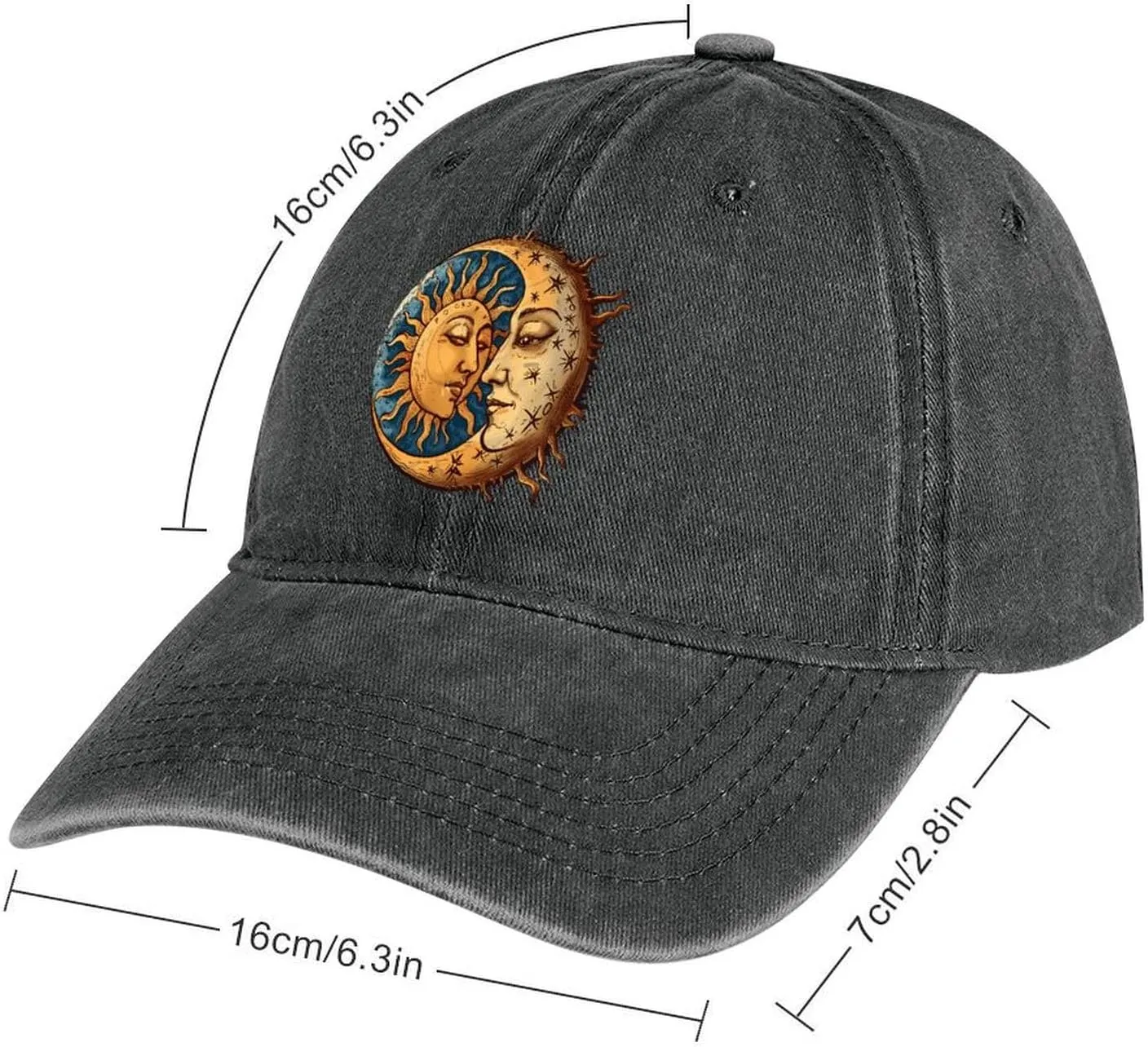 Sun Moon Baseball Cap Adjustable Size Dad Hats Golf Caps Trucker Hat for Workouts And Outdoor Activities All Seasons