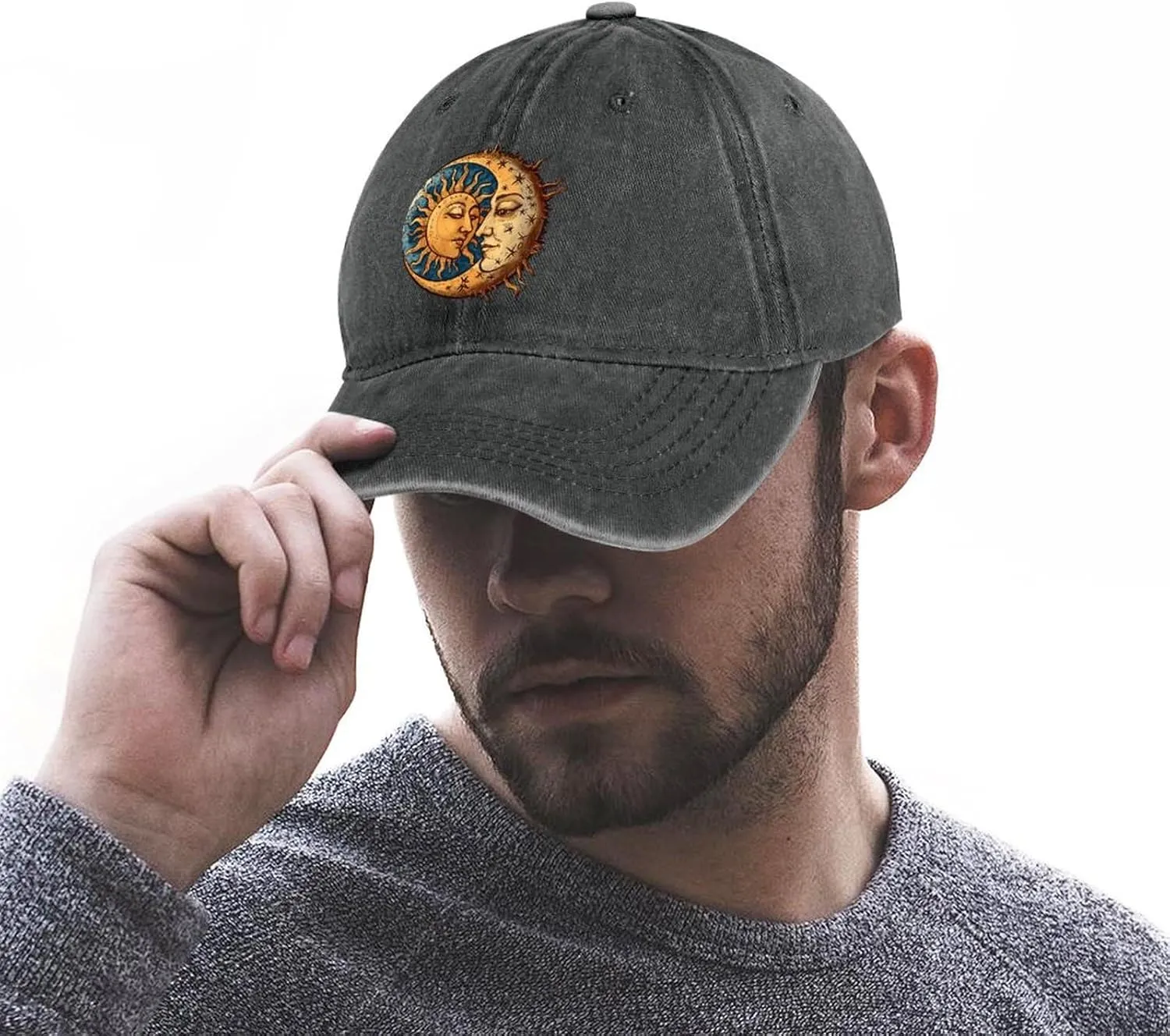 Sun Moon Baseball Cap Adjustable Size Dad Hats Golf Caps Trucker Hat for Workouts And Outdoor Activities All Seasons