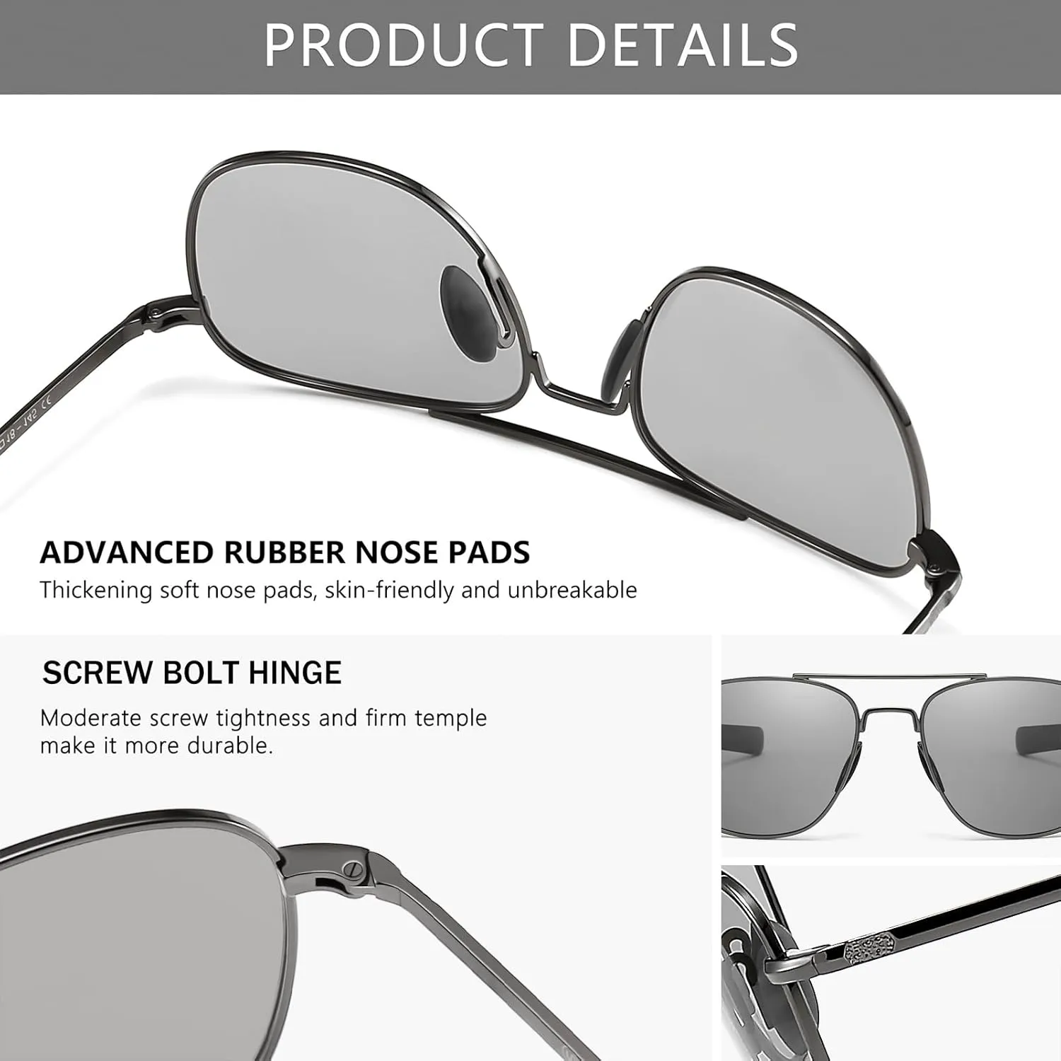 SUNGAIT Men's Military Style Polarized Pilot Aviator Sunglasses Bayonet Temples