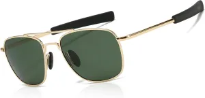 SUNGAIT Men's Military Style Polarized Pilot Aviator Sunglasses Bayonet Temples
