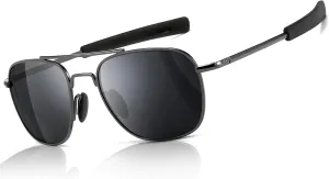 SUNGAIT Men's Military Style Polarized Pilot Aviator Sunglasses Bayonet Temples