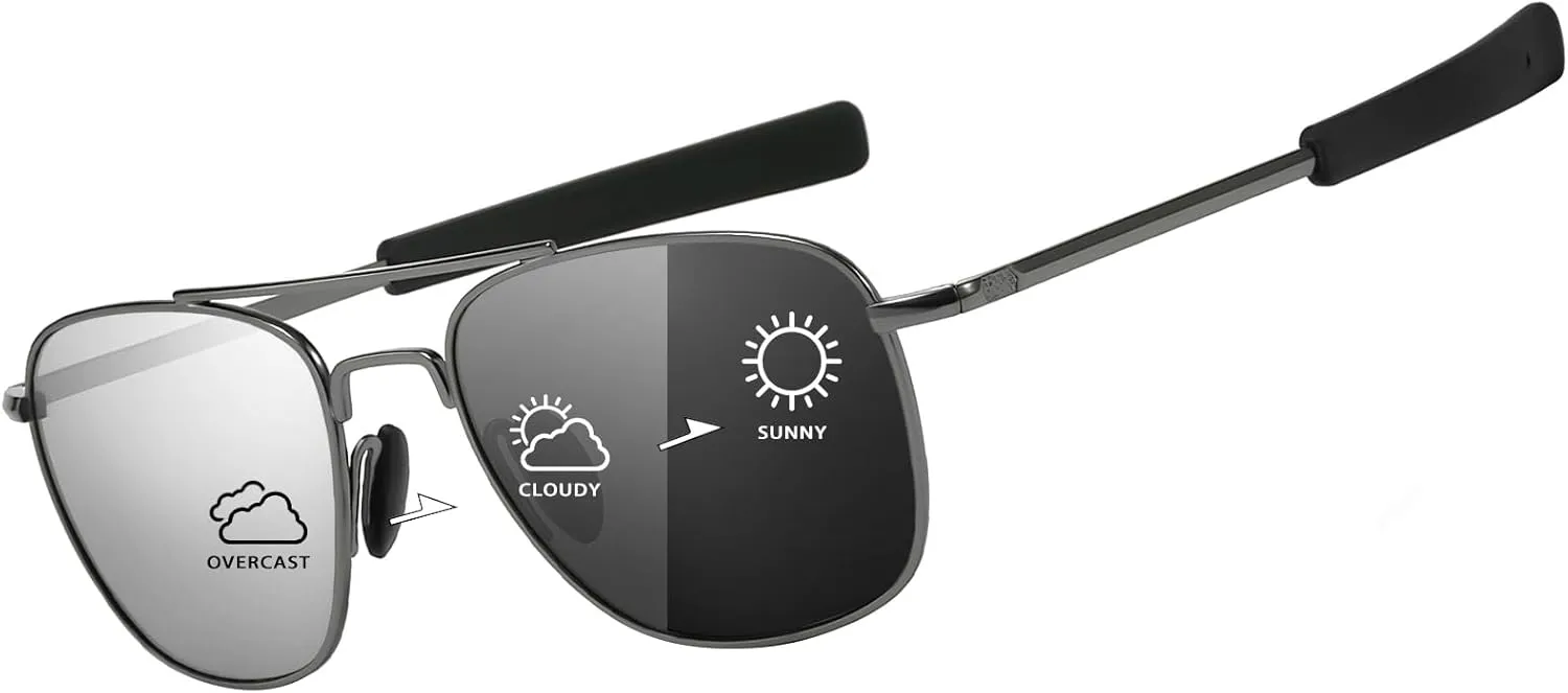 SUNGAIT Men's Military Style Polarized Pilot Aviator Sunglasses Bayonet Temples