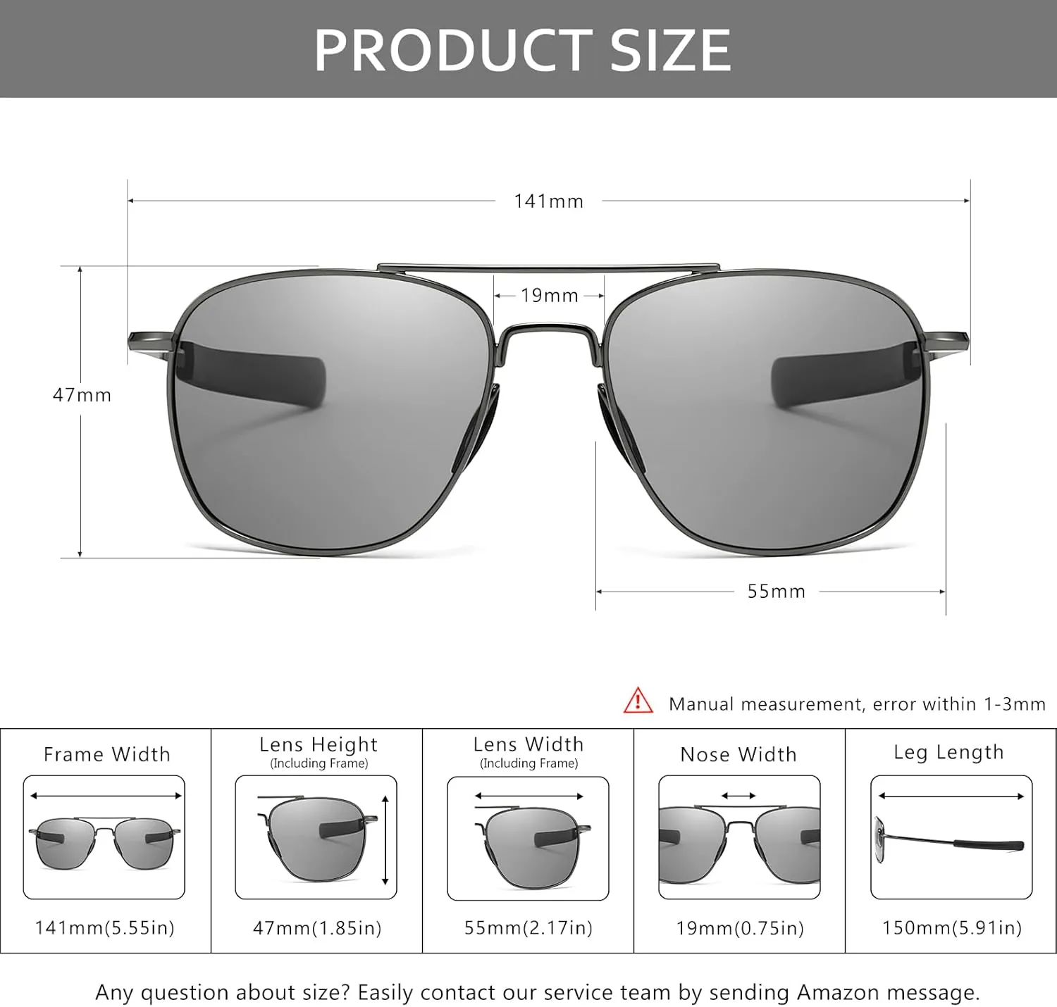 SUNGAIT Men's Military Style Polarized Pilot Aviator Sunglasses Bayonet Temples
