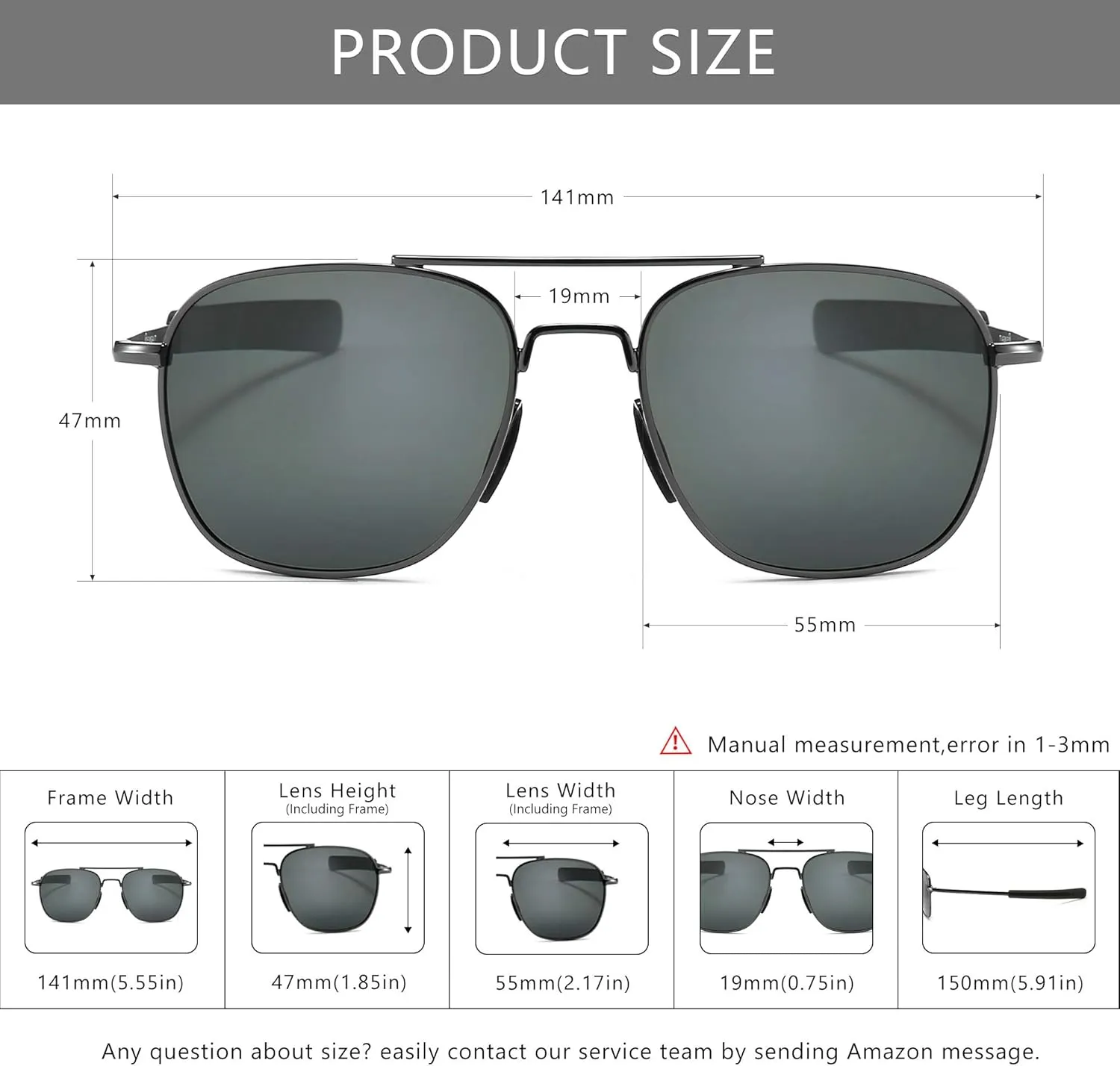 SUNGAIT Men's Military Style Polarized Pilot Aviator Sunglasses Bayonet Temples