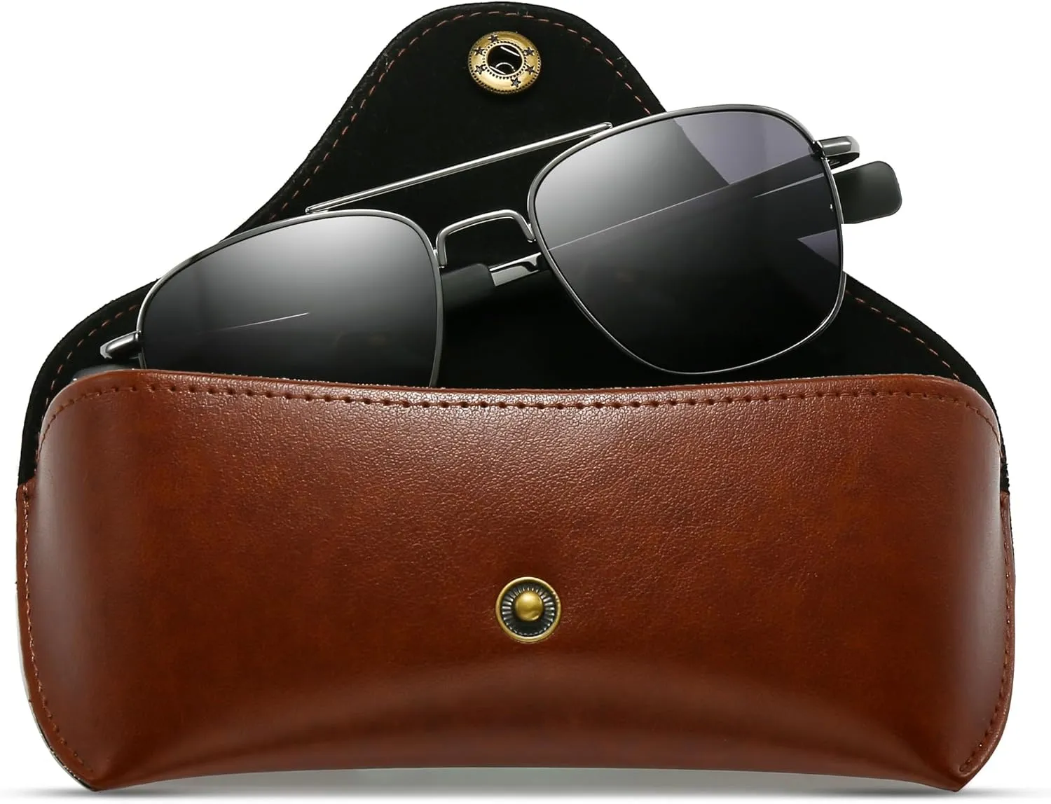SUNGAIT Real Glass Lens Sunglasses for Men Military Pilot Aviator Style Upgraded Spring Hinge w. TAC Lens Option