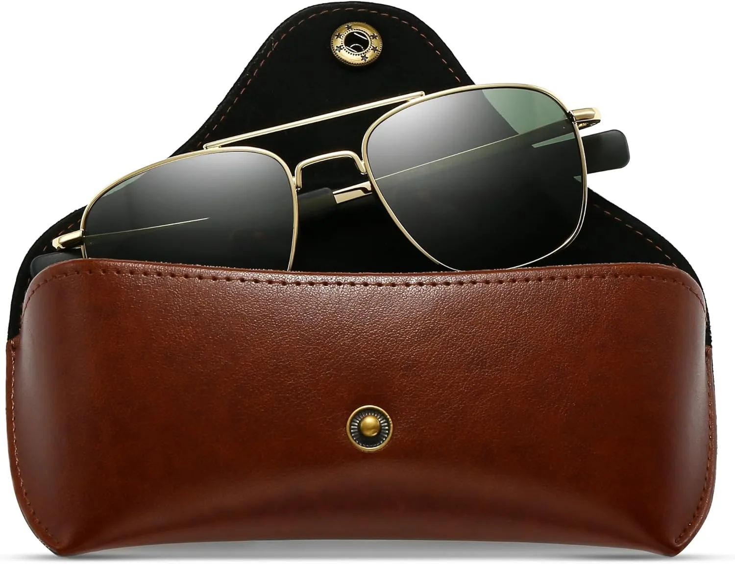 SUNGAIT Real Glass Lens Sunglasses for Men Military Pilot Aviator Style Upgraded Spring Hinge w. TAC Lens Option