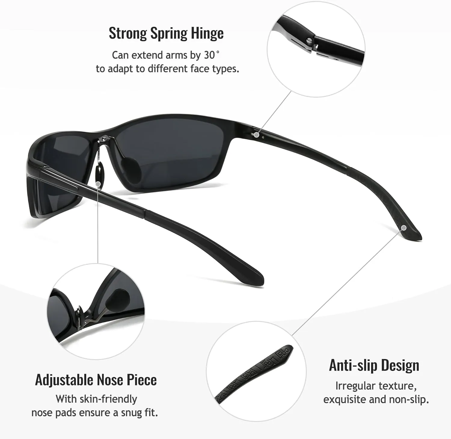 SUNGAIT Sunglasses Men Polarized Rectangle: Sports Sun Glasses UV Protection – Cool Shades for Driving Running Fishing Golf