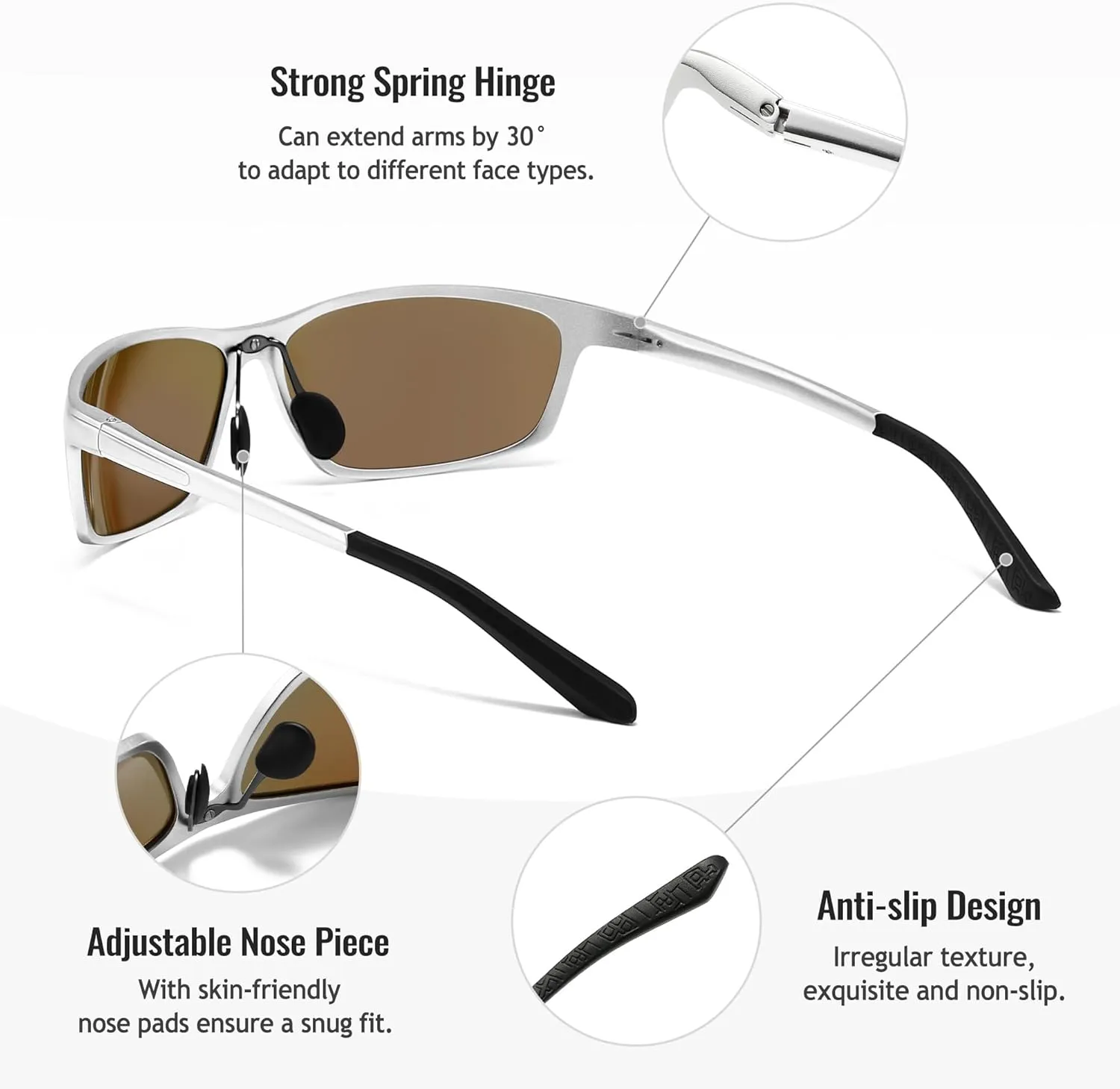 SUNGAIT Sunglasses Men Polarized Rectangle: Sports Sun Glasses UV Protection – Cool Shades for Driving Running Fishing Golf