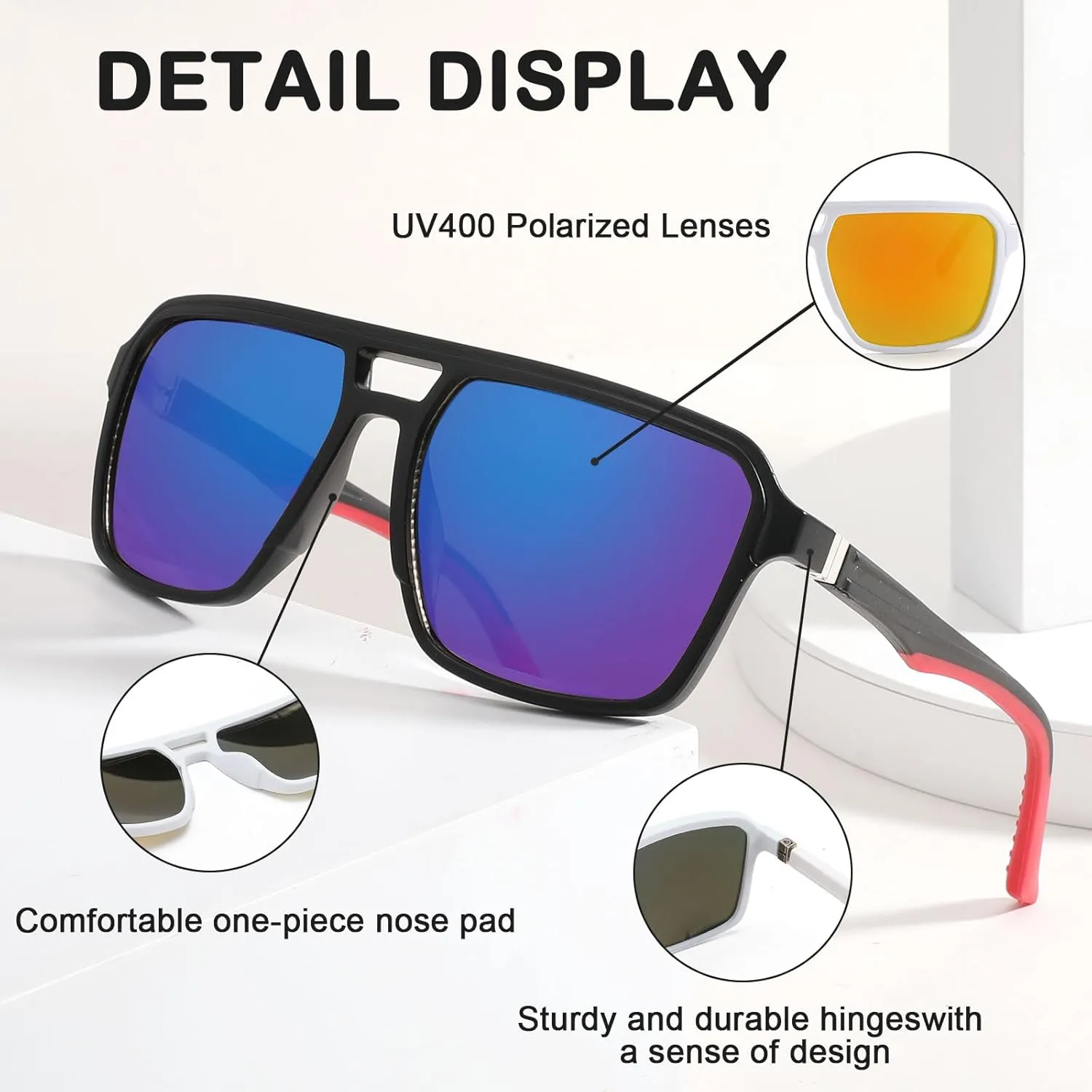 Sunglasses Men Aviator Sunglasses for Mens and Womens,Black Retro Sun Glasses Driving Cycling UV400 Protection