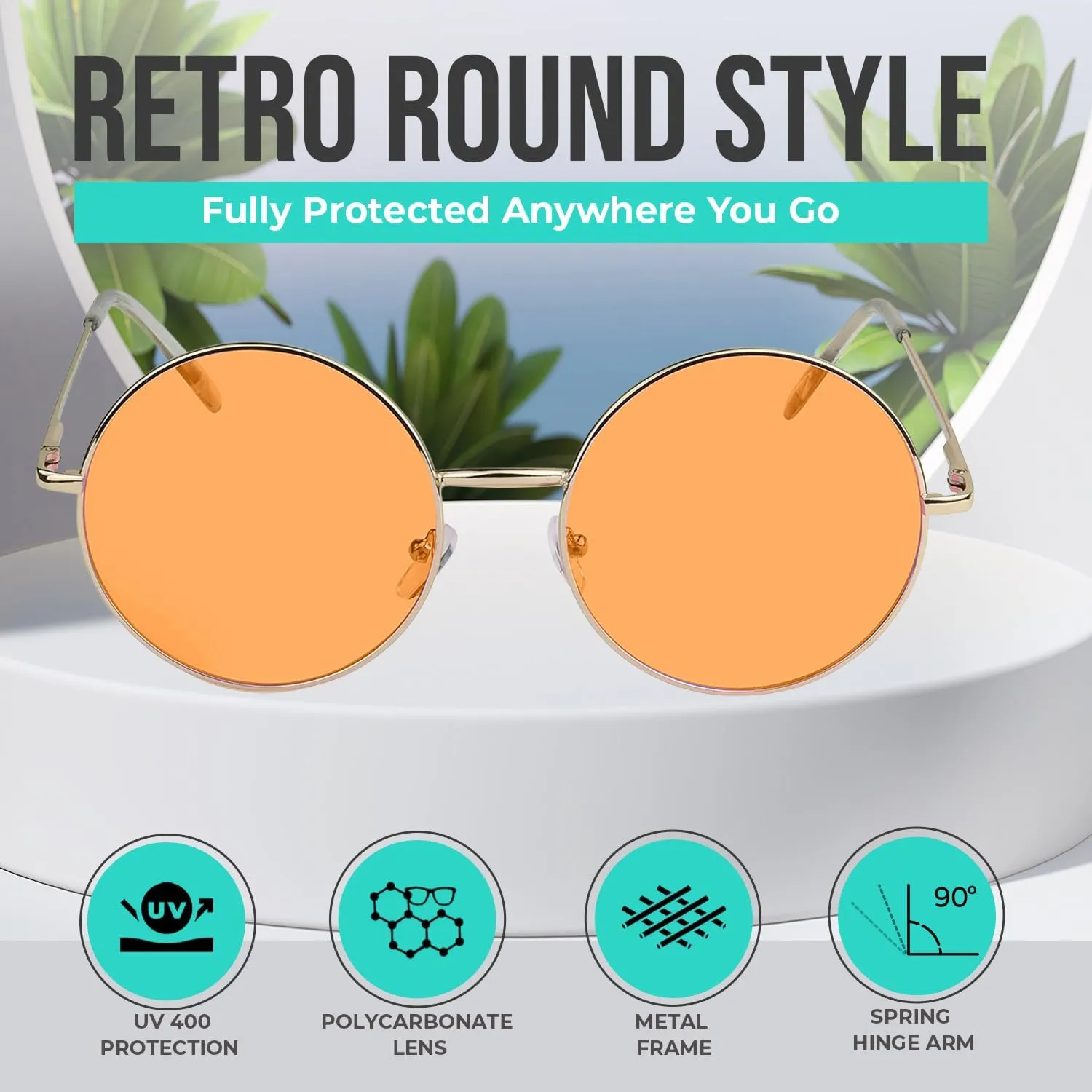 SunnyPro Big Round Sunglasses Retro Circle Tinted Lens Glasses UV400 Protection