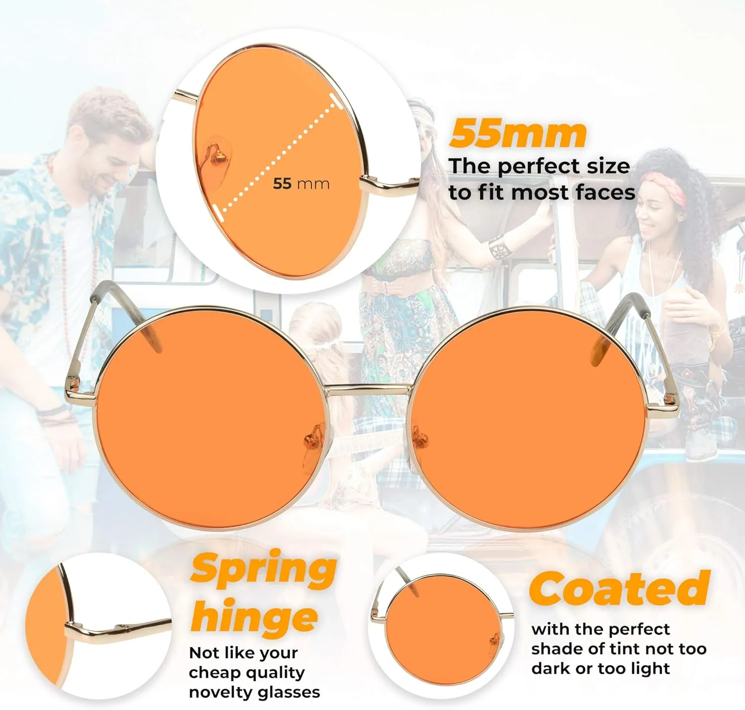 SunnyPro Big Round Sunglasses Retro Circle Tinted Lens Glasses UV400 Protection