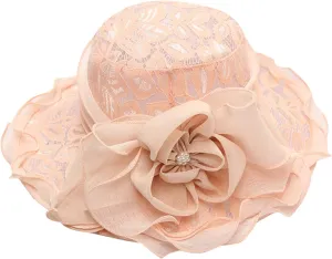 Tea Party Hats for Girls Church Summer Bowler Cloche Hat Bowknot Sun Bridal Dress Cap