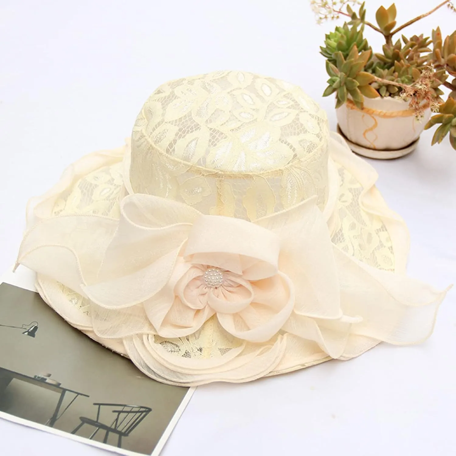 Tea Party Hats for Girls Church Summer Bowler Cloche Hat Bowknot Sun Bridal Dress Cap