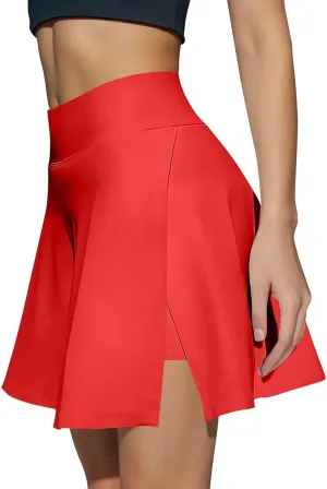Tennis Skirts for Women with Shorts Underneath High Waisted Slit Golf Skort with Pockets Pickleball Athletic Skirt
