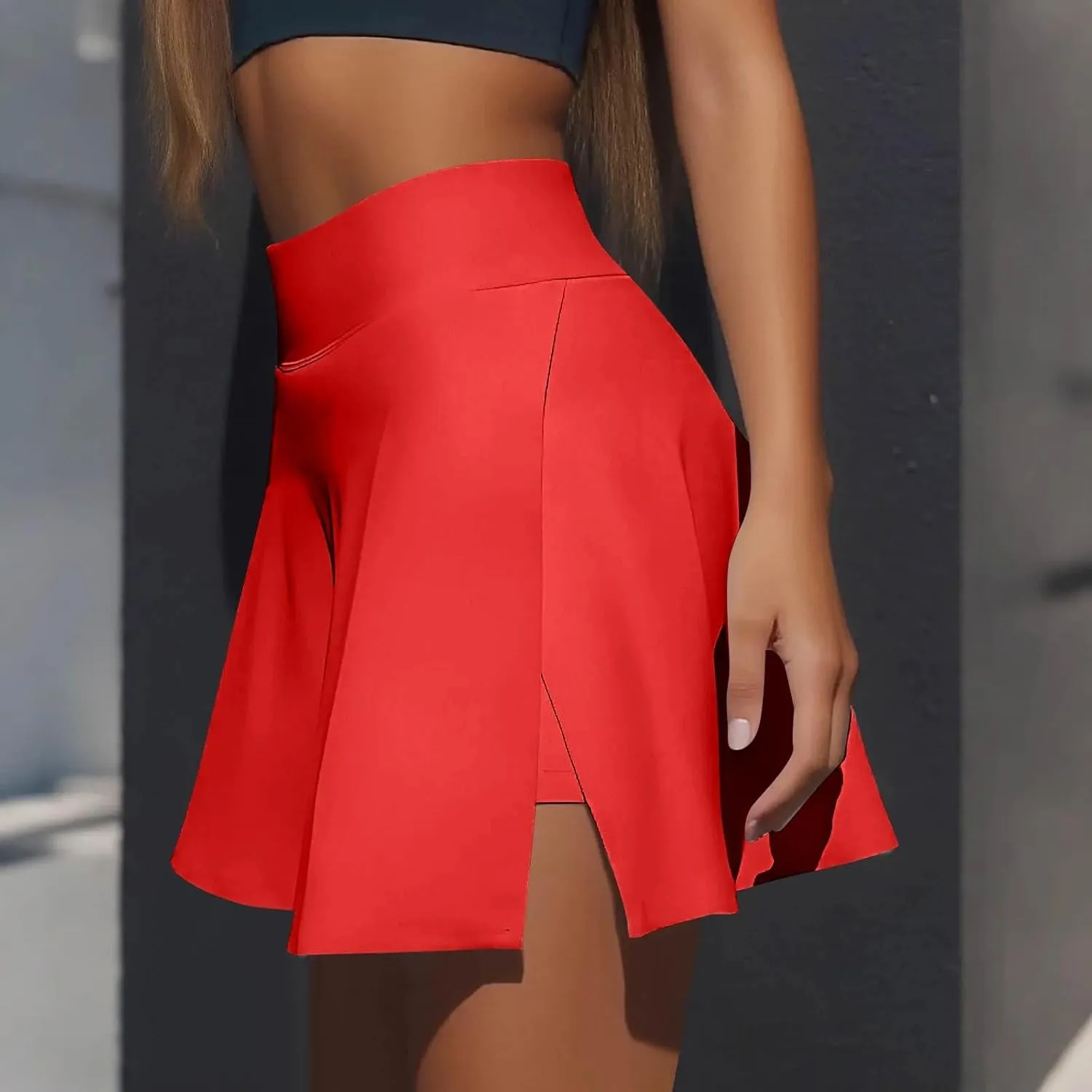 Tennis Skirts for Women with Shorts Underneath High Waisted Slit Golf Skort with Pockets Pickleball Athletic Skirt