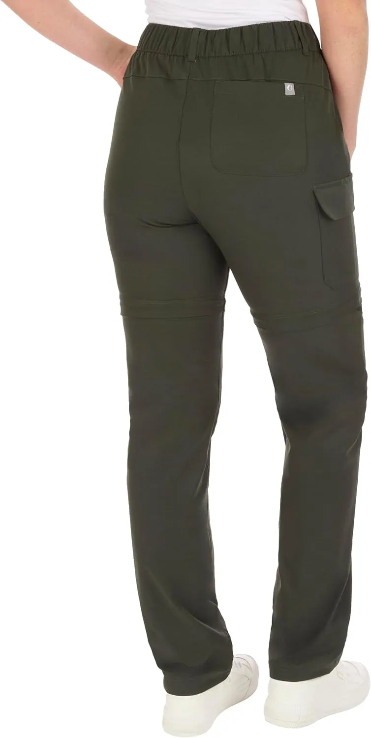 The American Outdoorsman Womens High Rise Hiking Trail Convertible Pants to Shorts - Stretch Cargo Pants for Women