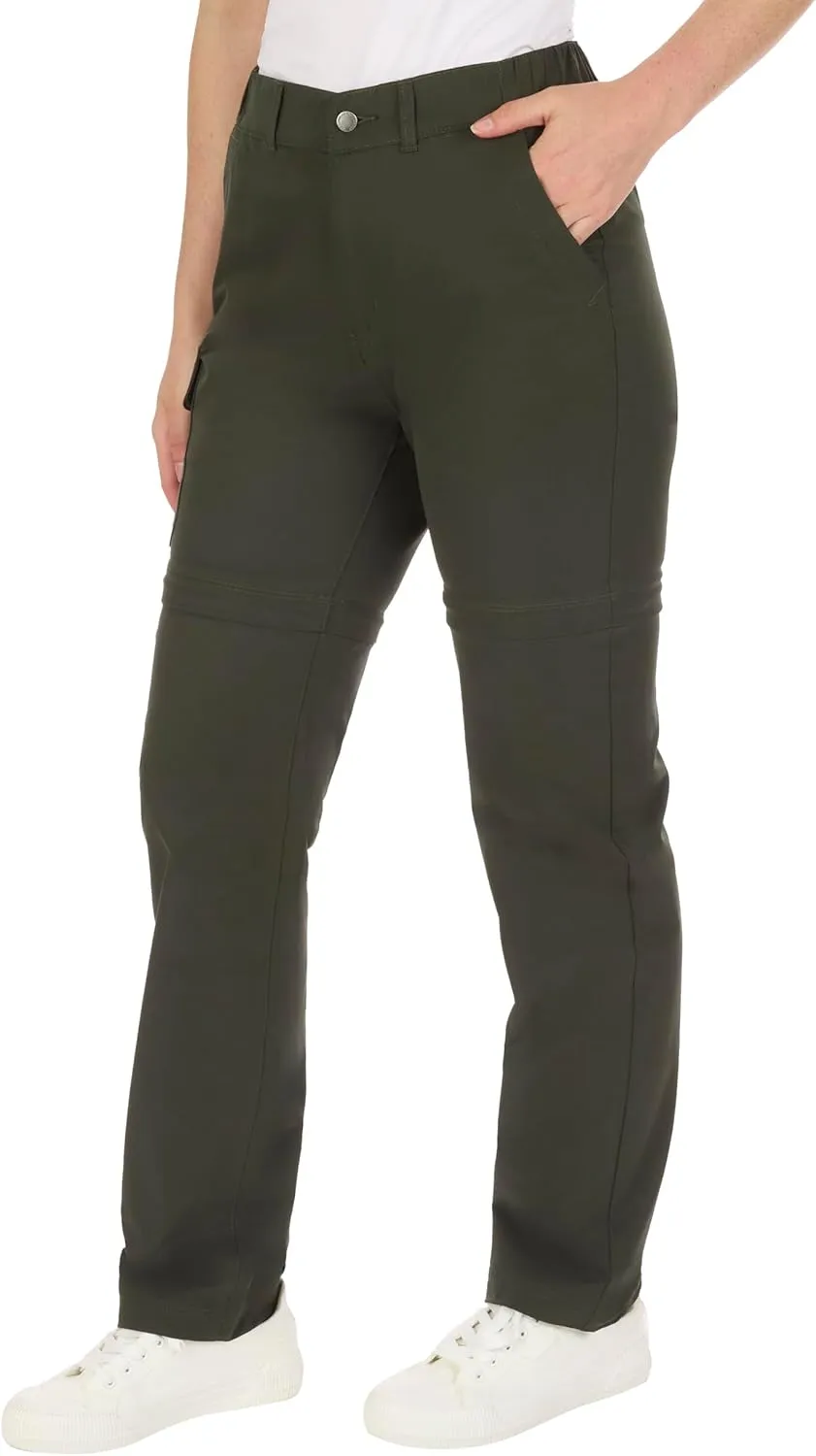 The American Outdoorsman Womens High Rise Hiking Trail Convertible Pants to Shorts - Stretch Cargo Pants for Women