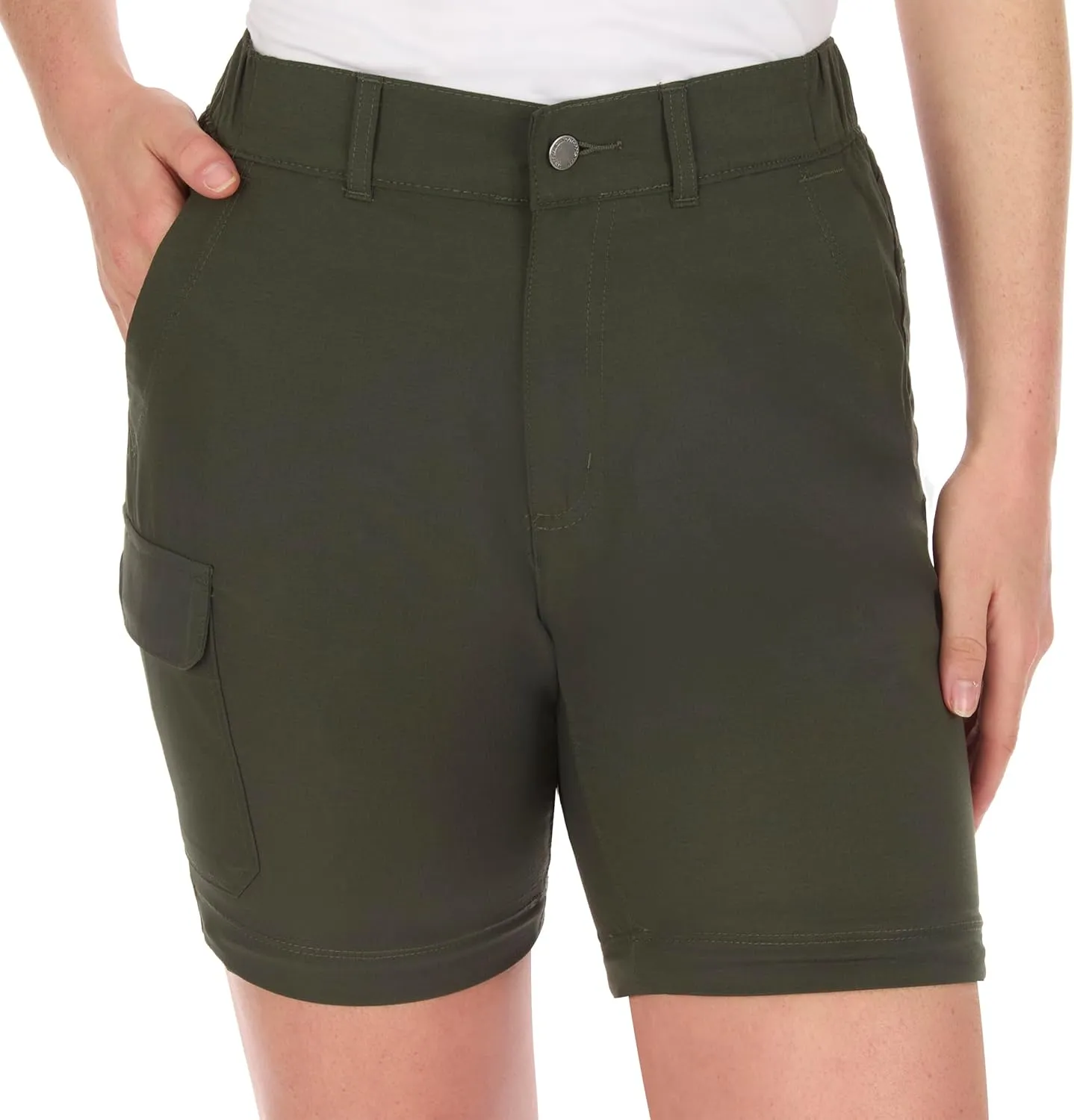 The American Outdoorsman Womens High Rise Hiking Trail Convertible Pants to Shorts - Stretch Cargo Pants for Women