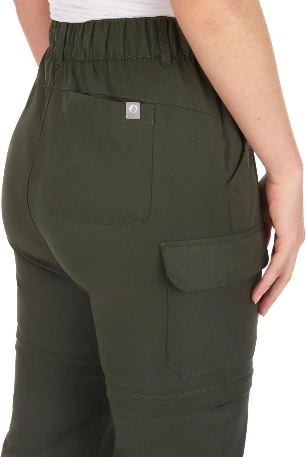 The American Outdoorsman Womens High Rise Hiking Trail Convertible Pants to Shorts - Stretch Cargo Pants for Women