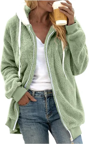 Today Prime on Western Tops For Women Fleece Jacket Women Sweatshirt For Women Fleece Cozy Sweater Utility Jacket Women Cropped Zip Up Hoodie