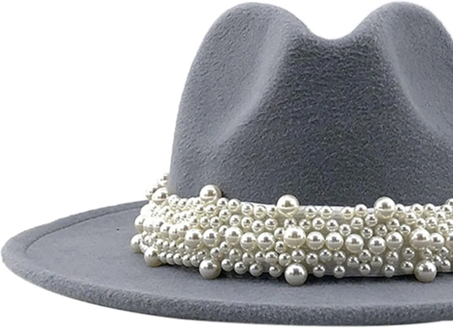 Trendy Hat Casual Men Women Pearled Wide Hat Cashmere Spring, Fall, Winter Travel Bowler Dress Hat