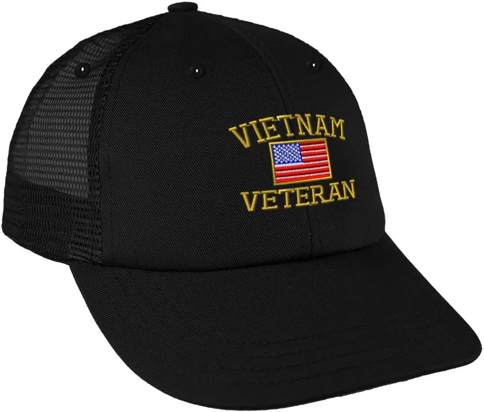 Trucker Hat Baseball Cap Vietnam Veteran War B Embroidery Dad for Men & Women