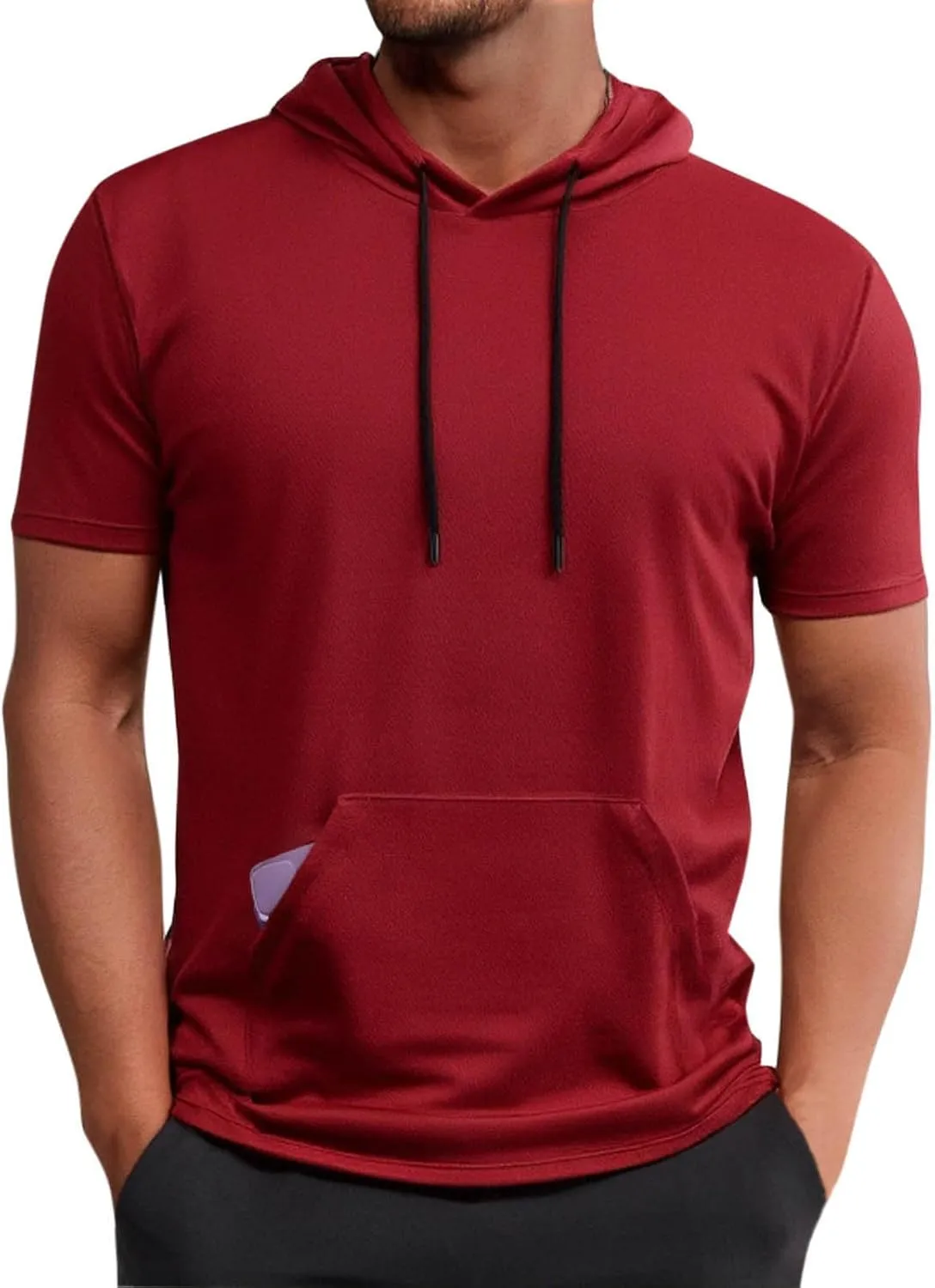 Uillui Men's Performance Hooded T-Shirt Mesh Quick Dry Athletic Hoodie Short Sleeve Outdoor Running Fitness Sports Shirts