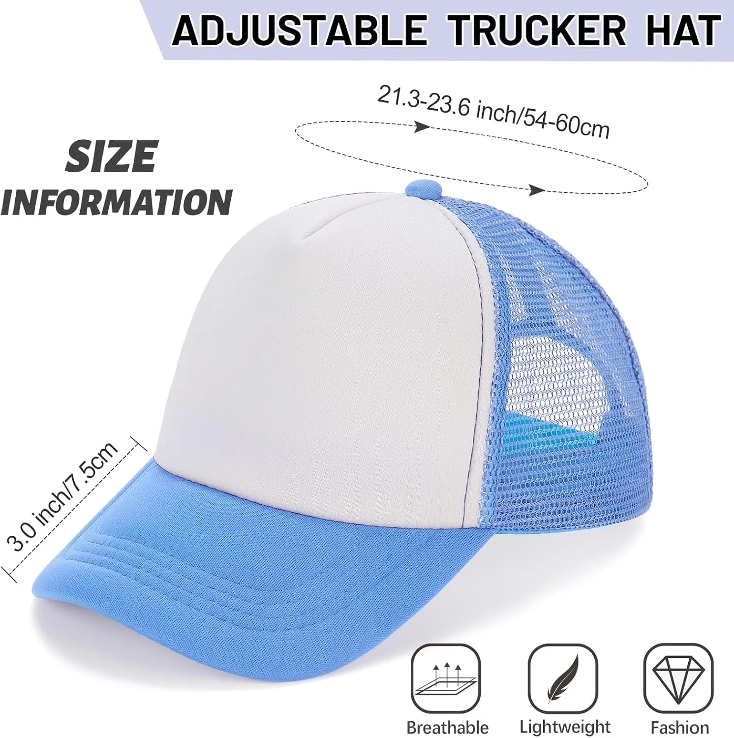 Ultrafun 10 Pack Trucker Hat Mesh Sublimation Blank Hats Adjustable Baseball Caps Hats for Men Women